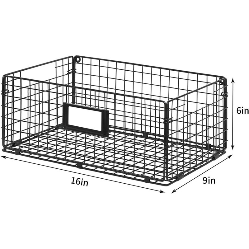  Panier de garde-manger pliable mural en métal avec poignées - paquet de 3 - 16 po x 9 1/2 po x 6 po, bac de rangement pour aliments
