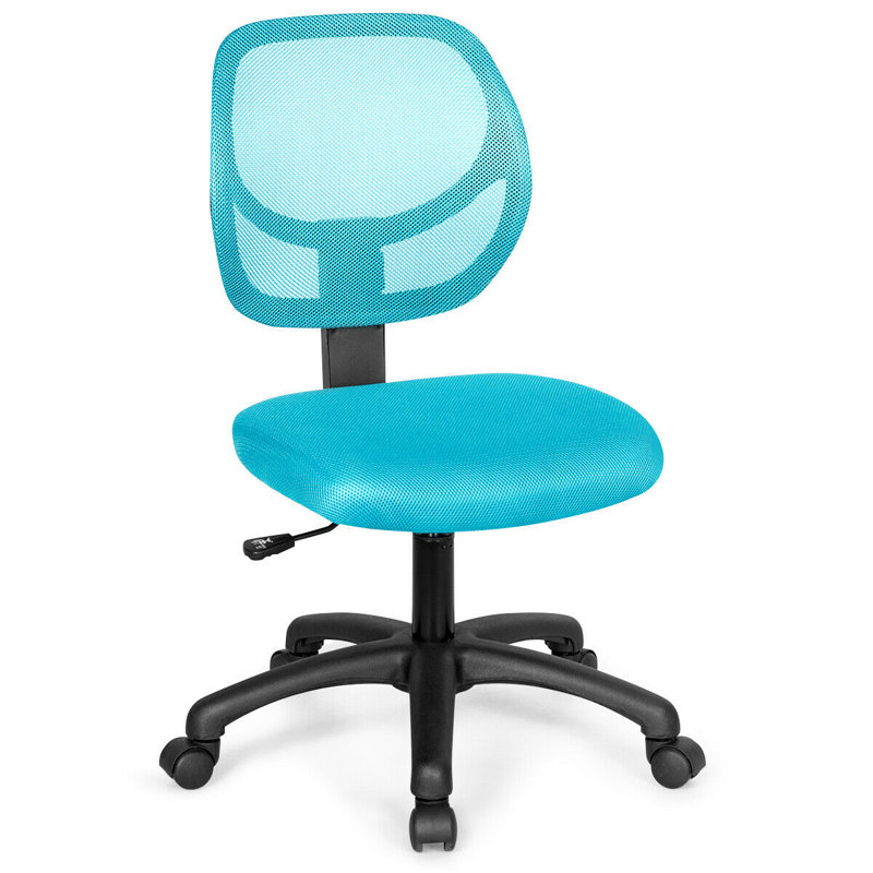Chaise de bureau moderne Albreda avec hauteur réglable et roulettes pivotantes, Bleu