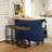 Farmhouse Kitchen Island Set with Drop Leaf and 2 Seatings,Dining Table Set with Storage Cabinet, Drawers and Towel Rack-1508699105