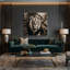 Big Cats Cape Lion Black Canvas Wall Art