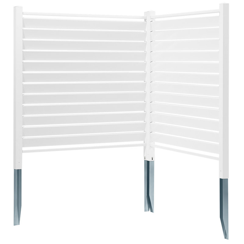 White Vinyl Privacy Fence Panels with Galvanized Metal Stakes
