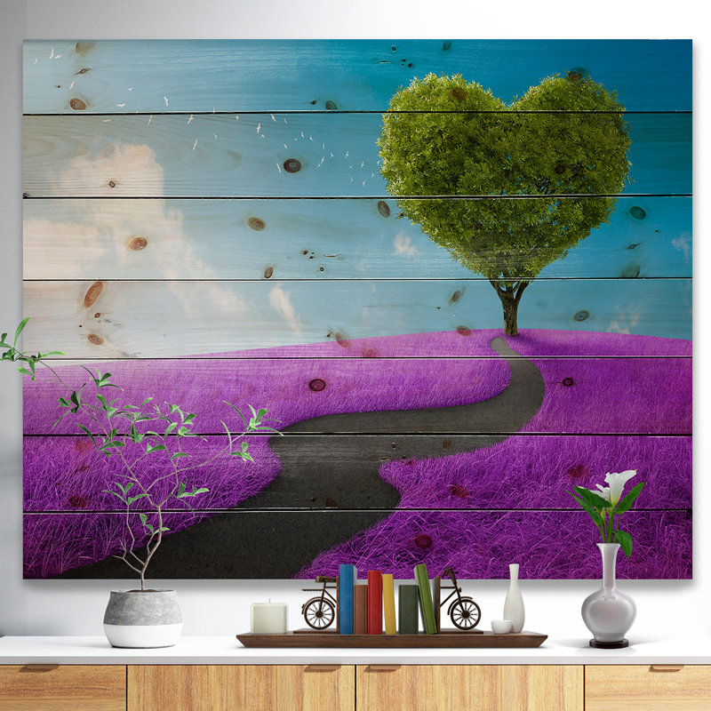 «Heart Tree Abstract», reproduction d'impression, H 30 po x l 40 po x P 1,5 po, Bois