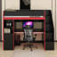 Lit mezzanine pour jouer avec bureau et rangement, lumières DEL, lit simple-850049301