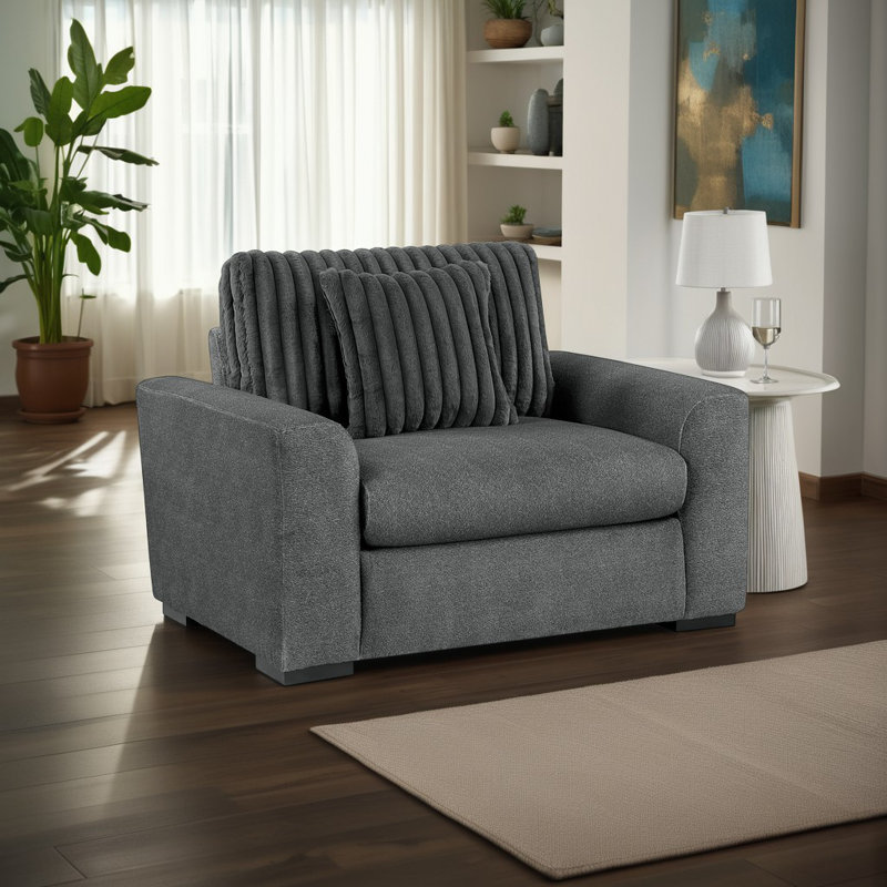 Fauteuil d'appoint moderne et contemporain Rufus, Microfibre gris foncé