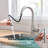 Brushed Nickel Kitchen Sink Faucet With Pull Down Sprayer And Mini Bar Prep Faucet Function | Gift Idea-122633992