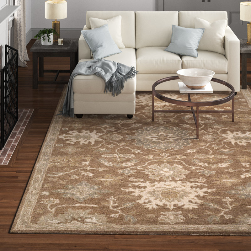 Gurusharan Oriental Hand-Tufted Wool Taupe/Beige/Brown Area Rug, Rectangle 8' x 11'