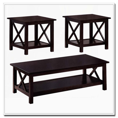 3-Piece Occasional Table Set Dark Merlot