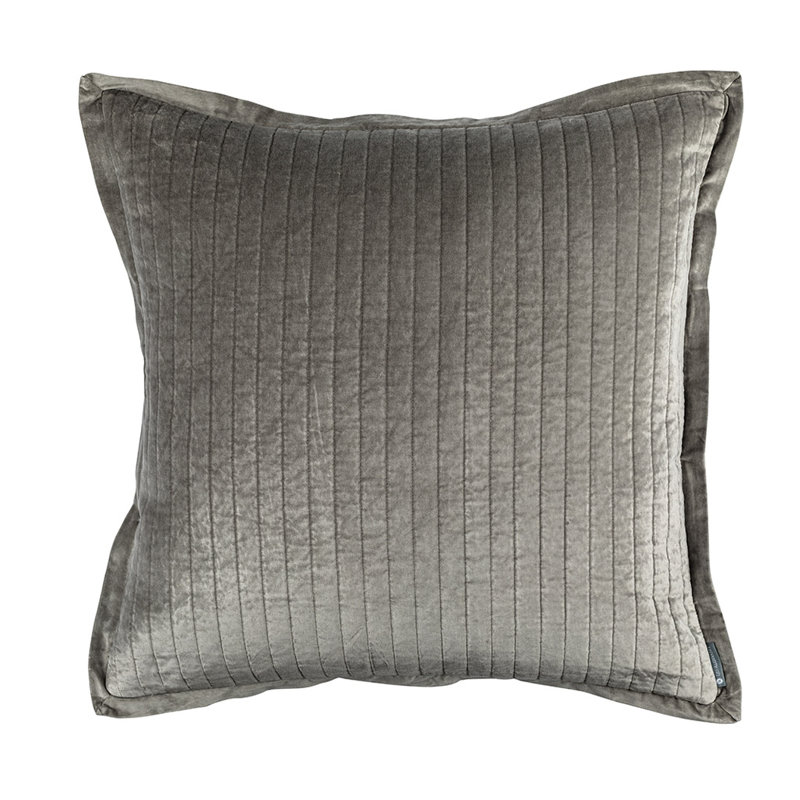 Aria Velvet Euro Pillow Cover & Insert, Light Gray