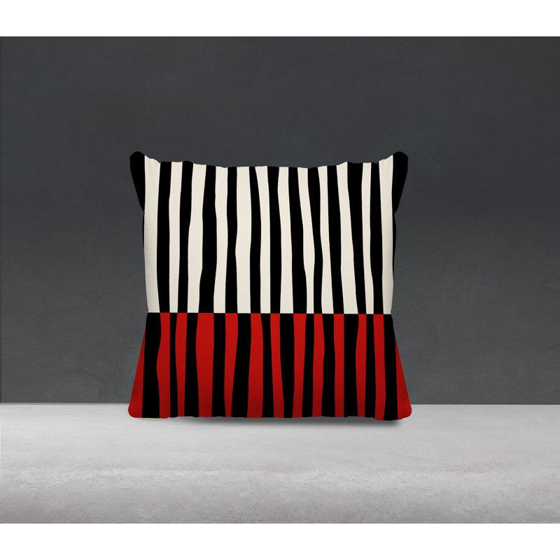 Coussin décoratif réversible intérieur / extérieur en polyester filé Humphrey, H 17 po x l 17 po, Rouge, blanc cassé