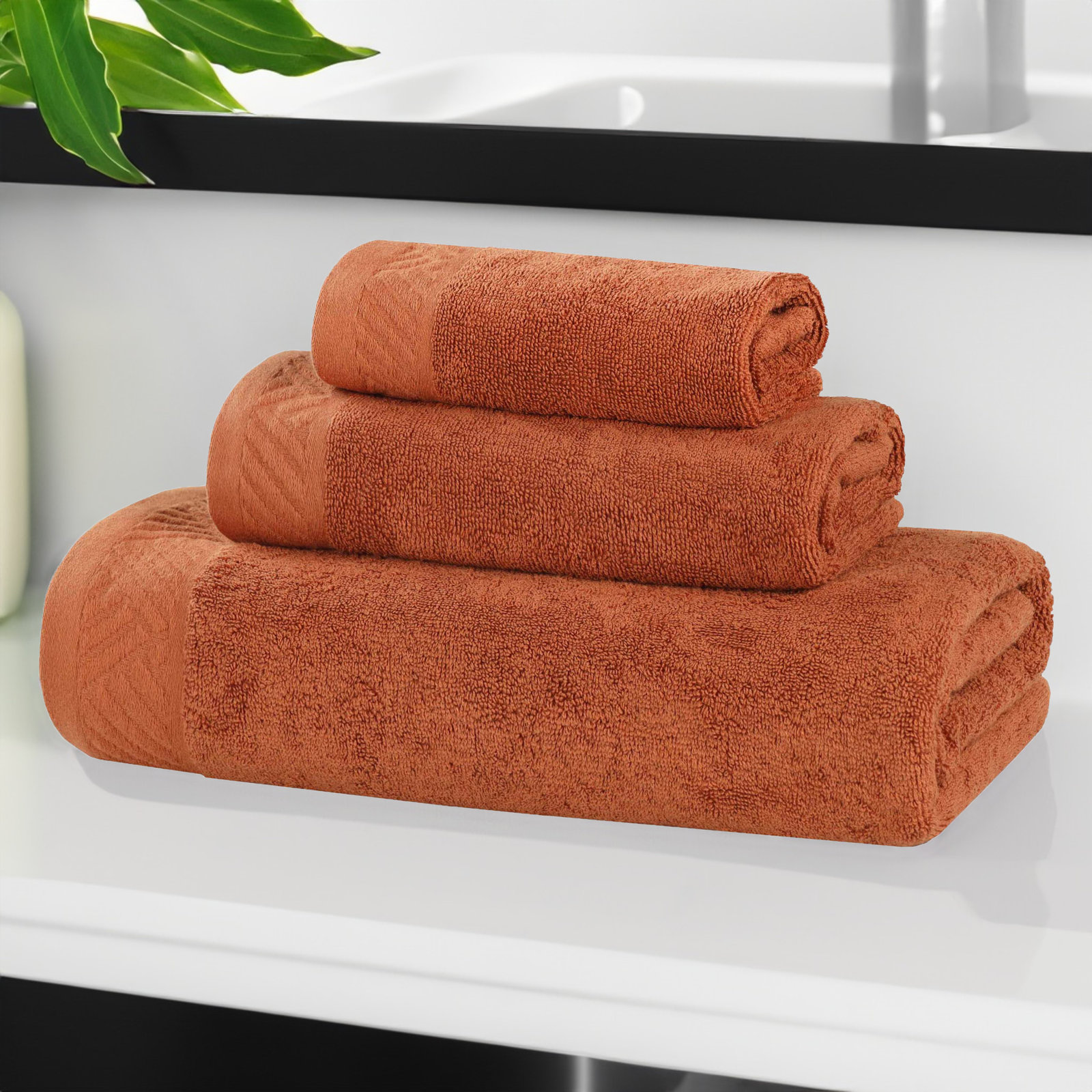 Olender 3-Piece Egyptian Cotton Towel Set, Pecan