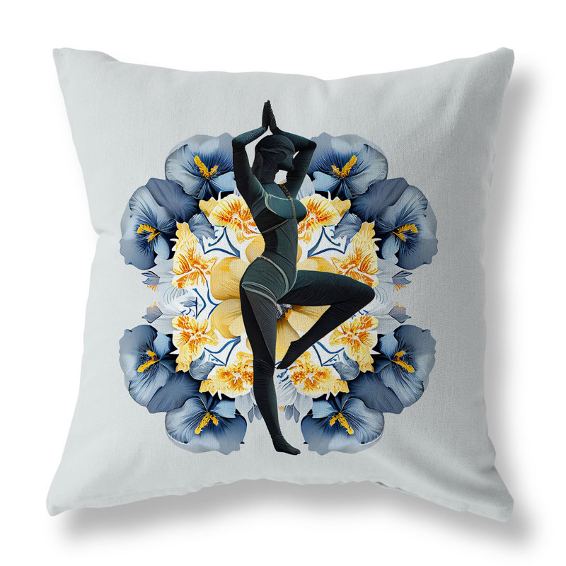 Yoga Posture Outdoor Reversible Throw Pillow, 20"H x 20"W