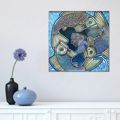 Triple Fish Swirl by Lynnette Shelley - Drawing Print on Canvas