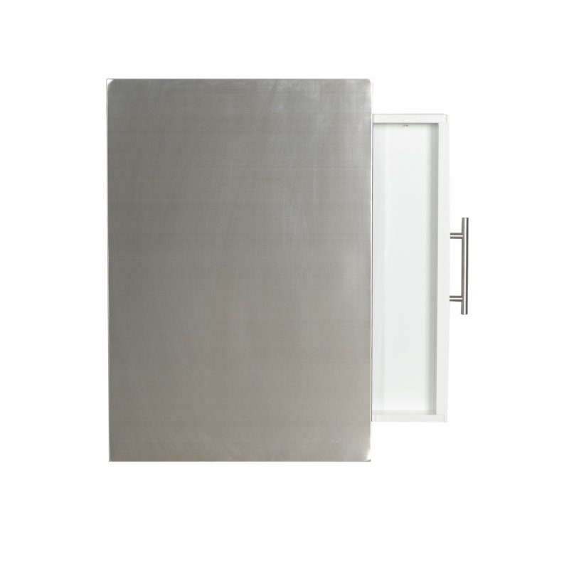 Chariot de cuisine en granit avec tiroir utilitaire et panier Macy, Acier Inoxydable, Blanc