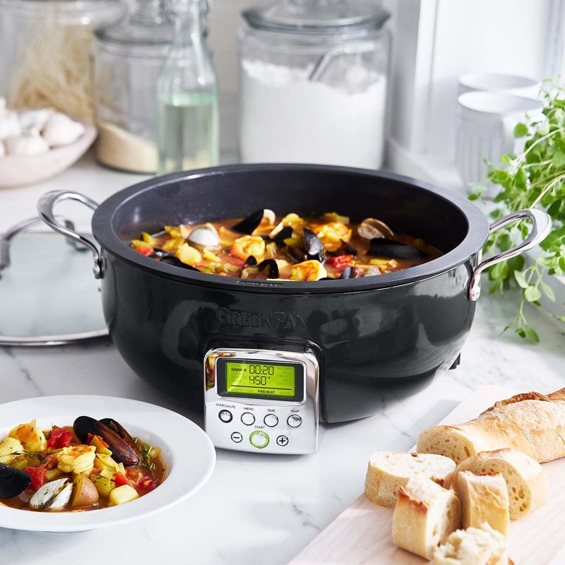 GreenPan Elite Ceramic Nonstick 6-Quart Essentaial Smart Skillet, Gray
