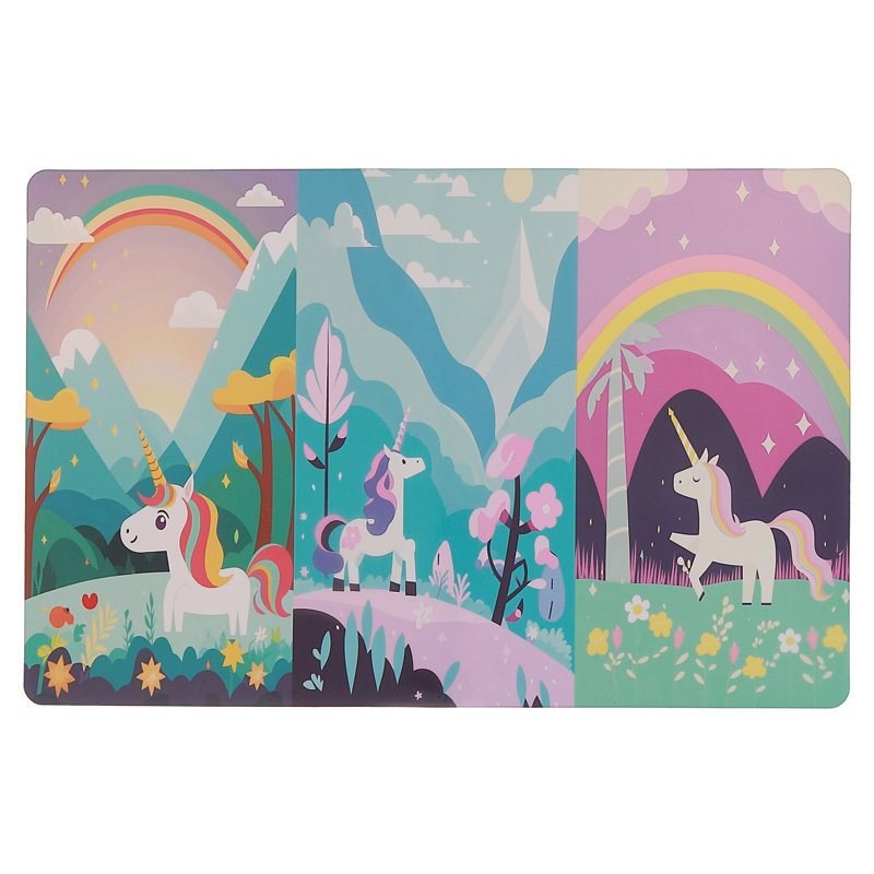Napperon en plastique avec licorne et arc-en-ciel - ensemble de 12