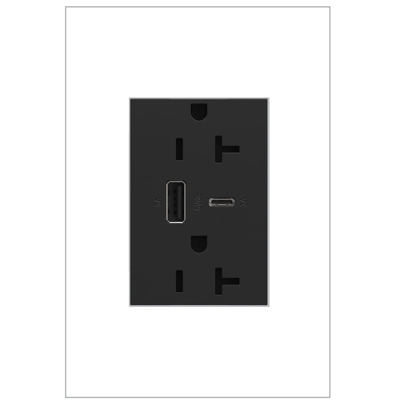 Prise USB de type A / C ultra-rapide adorne® 20A inviolable, Graphite