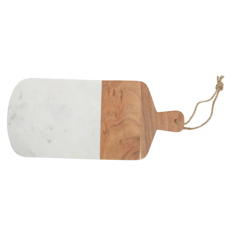 Rectangle White Marble And Acacia Wood Paddle Board