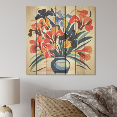Henri Matisse Style Floral Pattern II - Assorted Bouquets On Wood Print