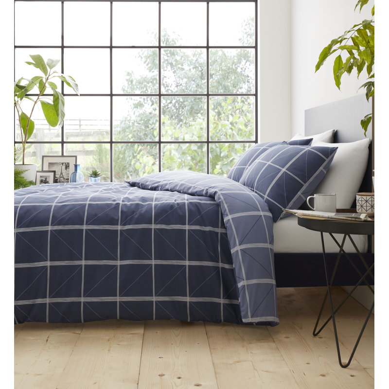 Geometric Grid Duvet Cover Set, Double Duvet Cover + 2 Standard Pillowcases