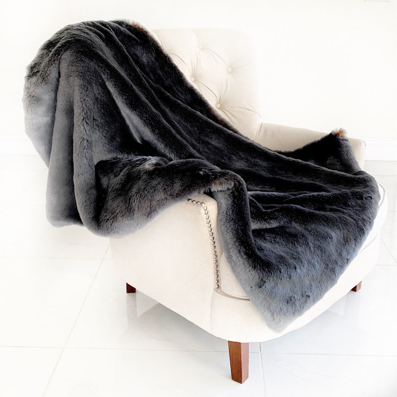 Jeté de luxe gris/ambre à deux tons Plutus, l 60 po x L 84 po