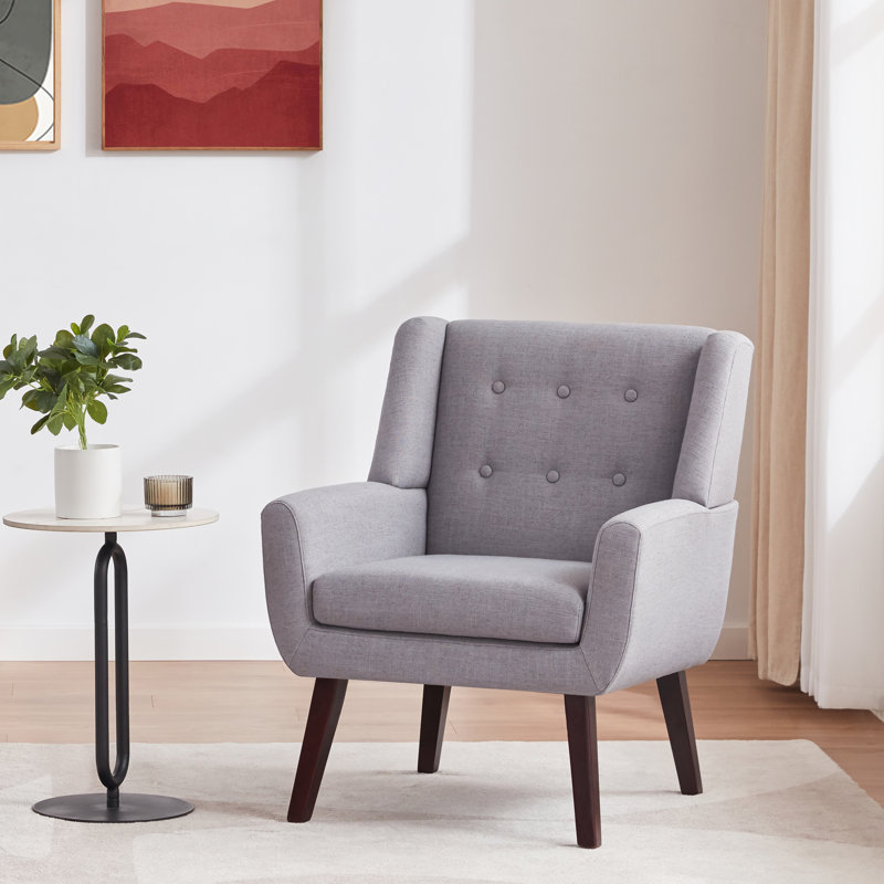 Upholstered Armchair, Light Grey