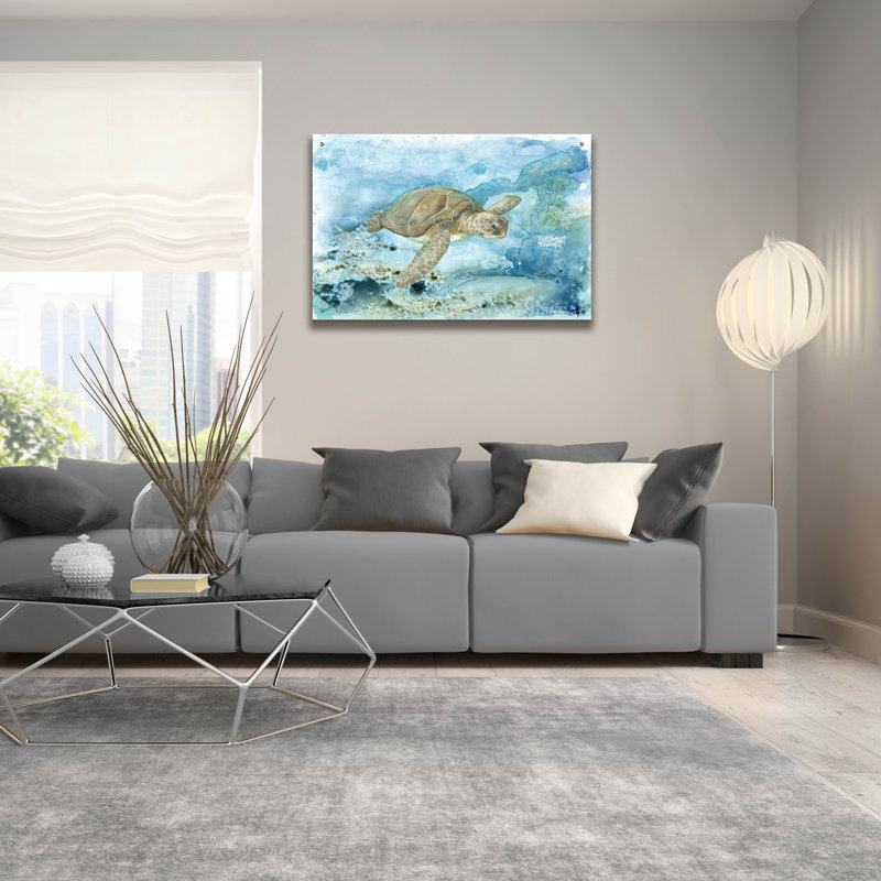 «Under Sea Life 1» par Leslie Trimbach, art mural en verre acrylique, H 24 po x l 36 po x P 0,2 po