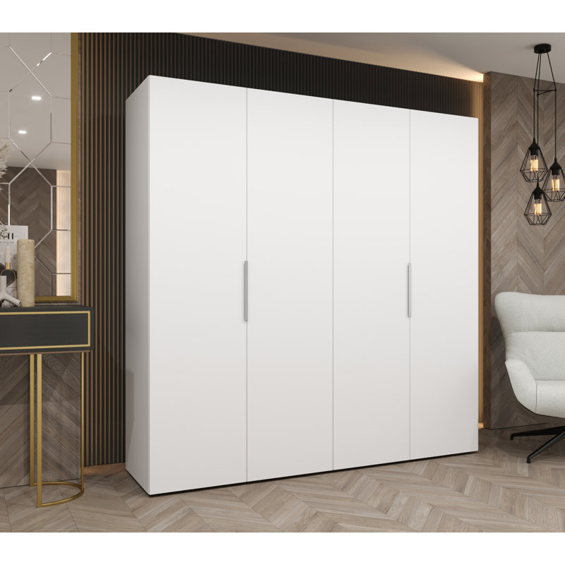 Manufactured Wood Wardrobe, white matt + handles: cashmere