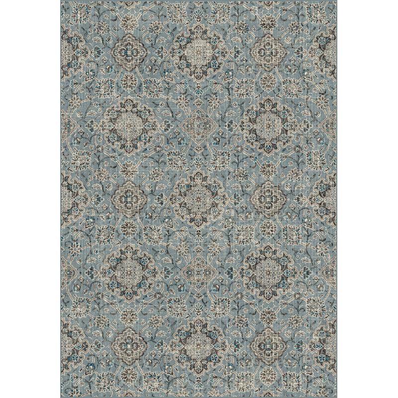 Tapis bleu/taupe area Carnbore, Rectangle 3 pi 6 po x 5 pi 6 po