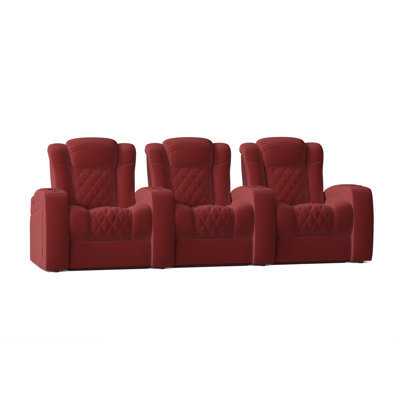 Upholstered Power Reclining Home Theater Seating with Cup Holder
