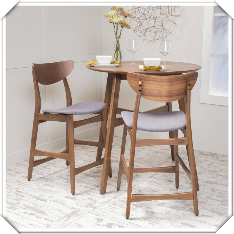 Ensemble de 2 chaises à hauteur de comptoir Polyvalent, durable, pratique, robuste, confortable et élégant, Gris foncé, Noyer