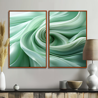 Green Soft Fractal Spirals II - Green Wall Art