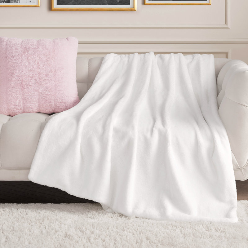 Juicy Couture Solid Rabbit Mink Blankets, White
