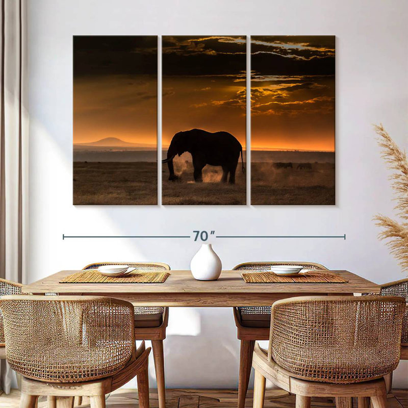 African Elephant Silhouette, 24" H x 38" W