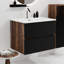 Meuble de salle de bain moderne de 24 po - Noir doux et noyer. Lavabo à débordement en céramique. Espace de rangement abondant, lavabo à fermeture silencieuse avec trop-plein. Fonctionnalité intérieure généreuse-120994547