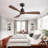 48 Inch Ceiling Fan Without Light, 3 Solid Wood Blades Outdoor Ceiling Fan 6-Speed Reversible Dc Motor For Living Room