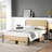 Bed Frame Full Size, Modern Platform Bed Frame With Rattan Headboard Metal Slat Support Bed Frame With Storage-Oak Full