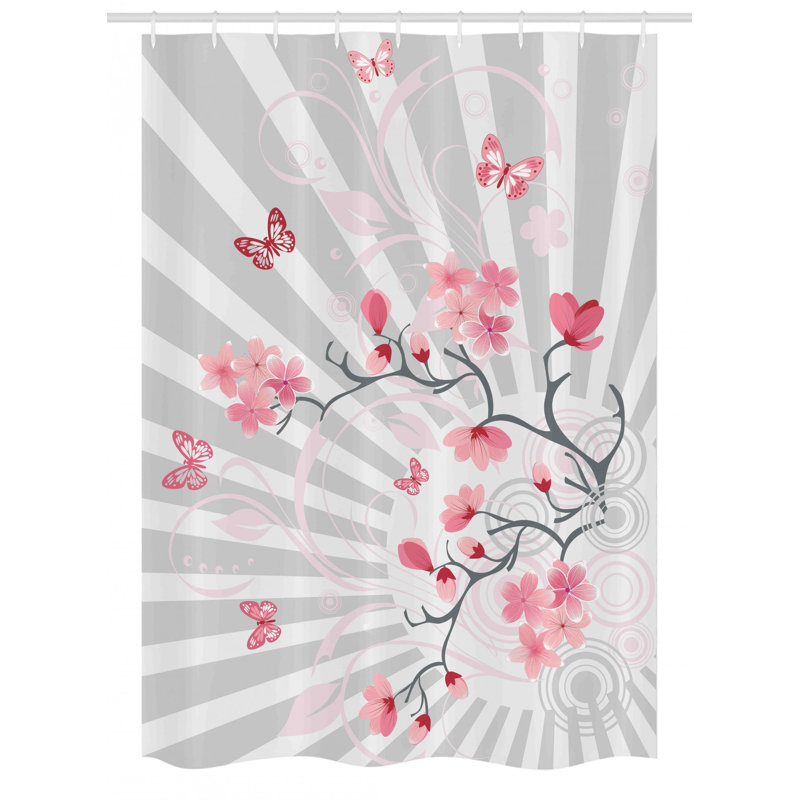 Floral Shower Curtain with Hooks Included, 54" W x 78" L