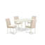Ensemble de table de salle à manger 5 pièces comprenant une table de cuisine rectangulaire à feuilles papillon et 4 chaises rembourrées en tissu de lin beige clair, lin blanc-488442552-488338517-488442532
