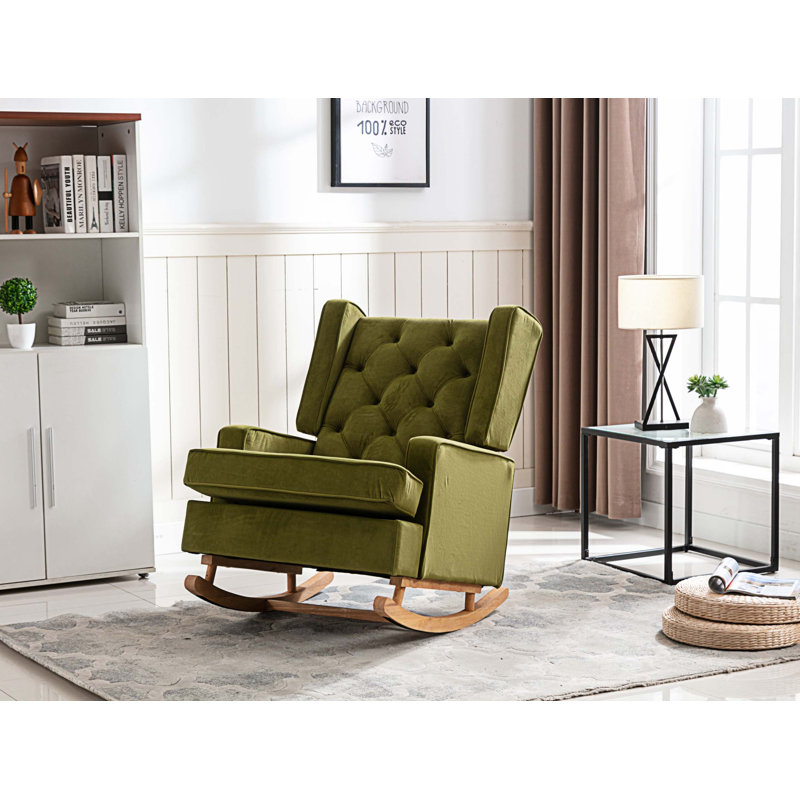Chaise berçante Abhimanyu, Polyester vert menthe