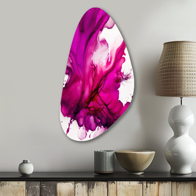Ancien mystère in Viva Magenta II - Art mural asymétrique abstrait à l'encre liquide