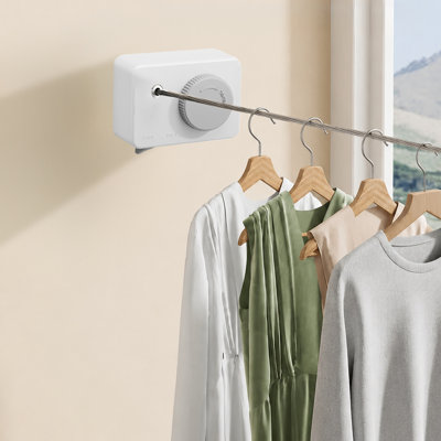 Corde à linge rétractable en acier inoxydable, corde à linge à tension réglable de 13,8 pi pour l'intérieur, l'extérieur, la salle de bain et la cour