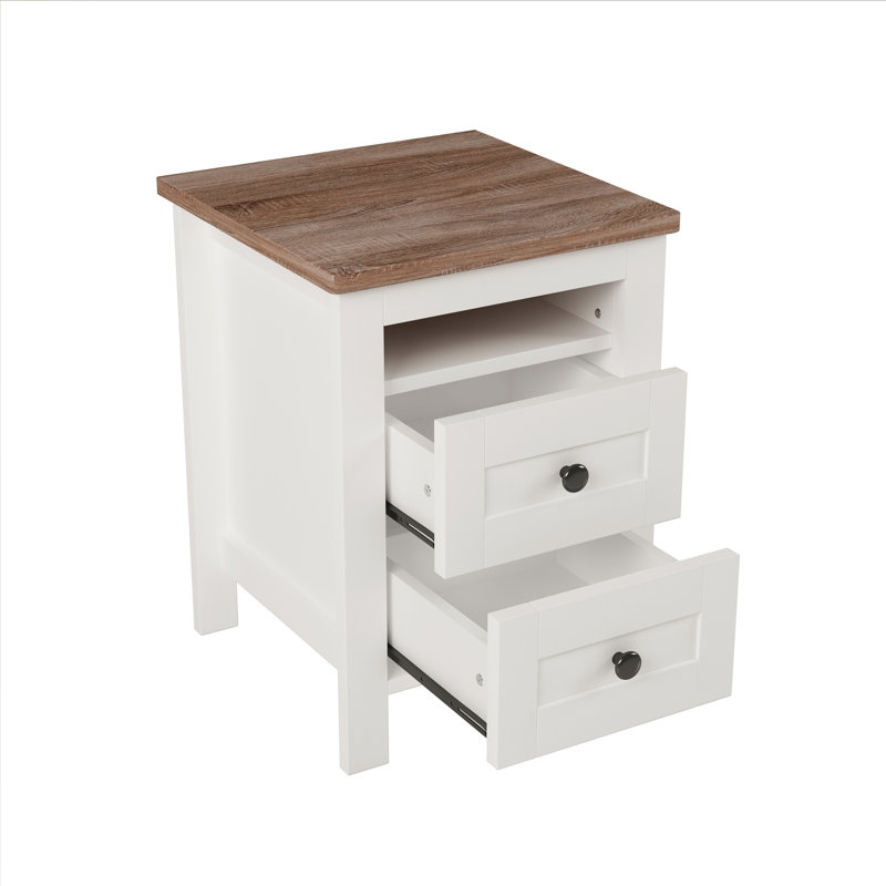Ensemble de chambre à coucher 3 pièces avec lit plateforme Farmhouse, Grand lit, Blanc