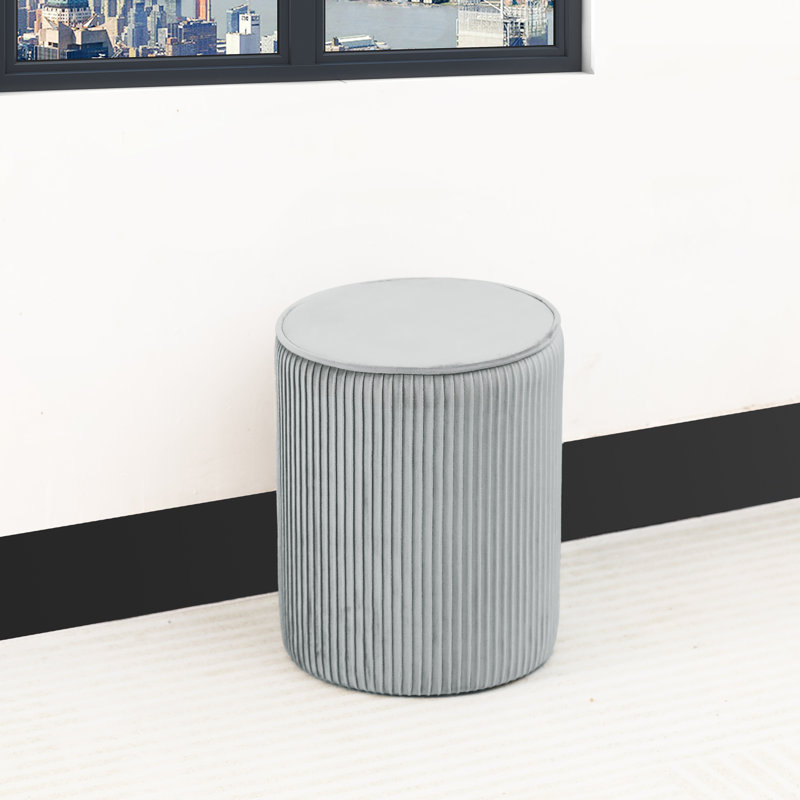 Quanecia Velvet Ottoman, Gray Velvet