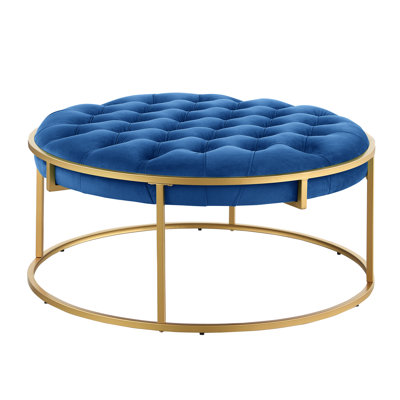 Dine 38" Round Velvet Ottoman 