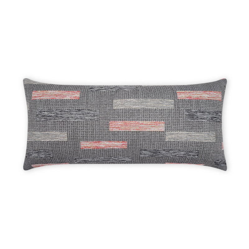 Blockweave Geometric Outdoor Reversible Throw Pillow, Coral/Salmon, Rectangle 12"H x 24"W