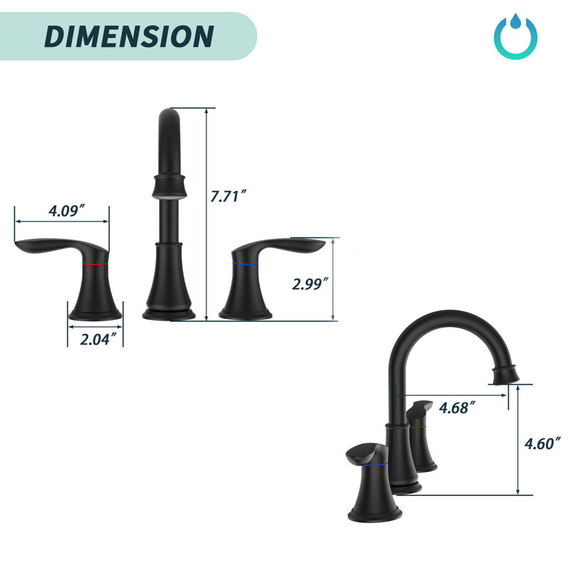 2-handle Bathroom Faucet with Drain Assembly, Black