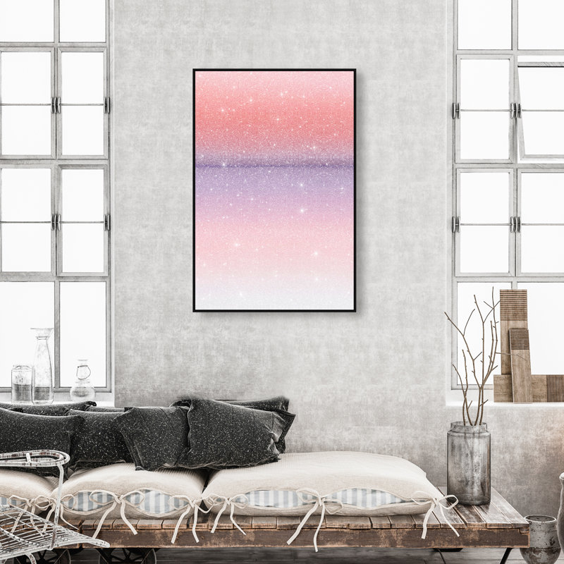 Peach Coastline II Print by Oliver Gal, 25"H x 17"W, Black Floater Frame