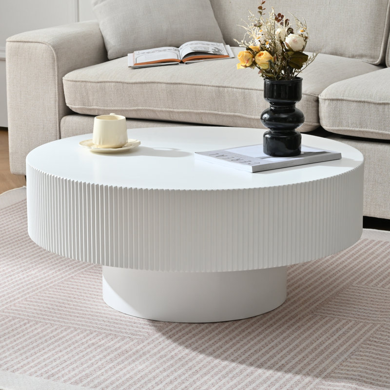 Table basse ronde avec base robuste, Blanc