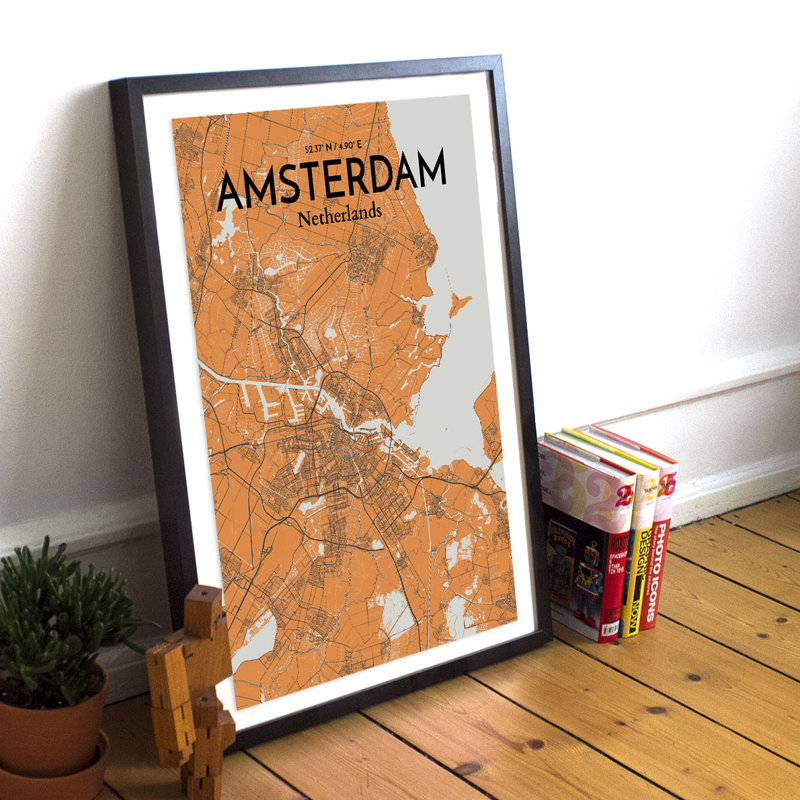 Amsterdam City Map - No Frame Print, 43.2cm H x 27.9cm W x 0.1cm D