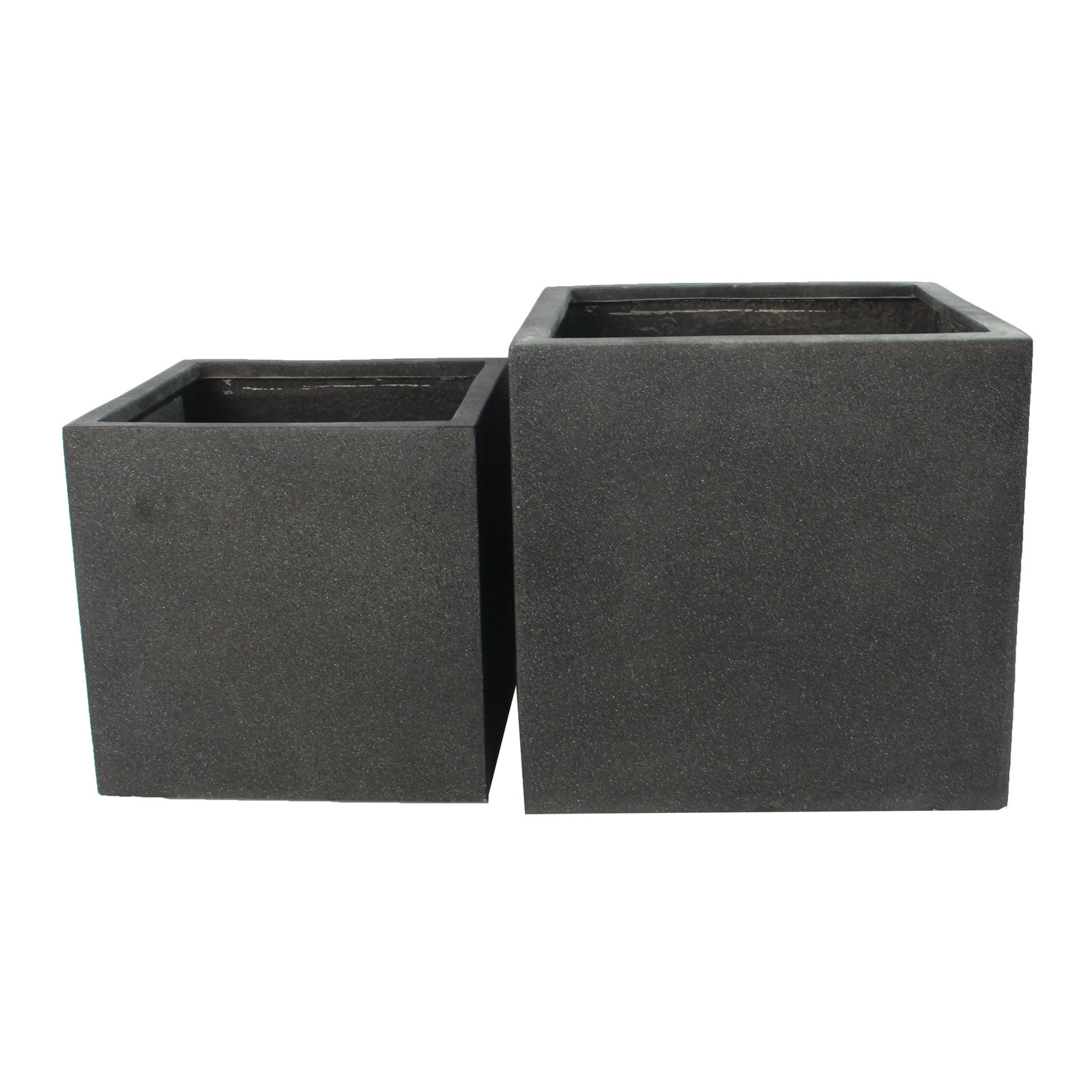 Poly Fiber Stone Planter Box Set, Black